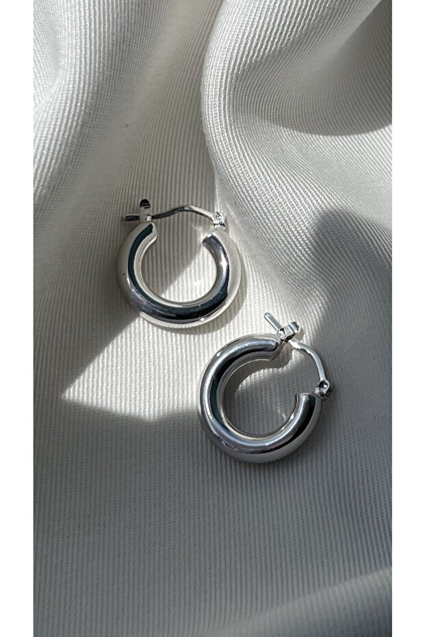 Gümüş Basic Halka Küpe - 1