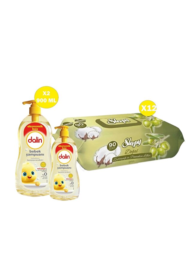 Şampuan Klasik 900ml X 2 Adet + Sleepy Zeytinyağlı Islak Havlu 90'lı Islak Mendil 12 Adet - 1