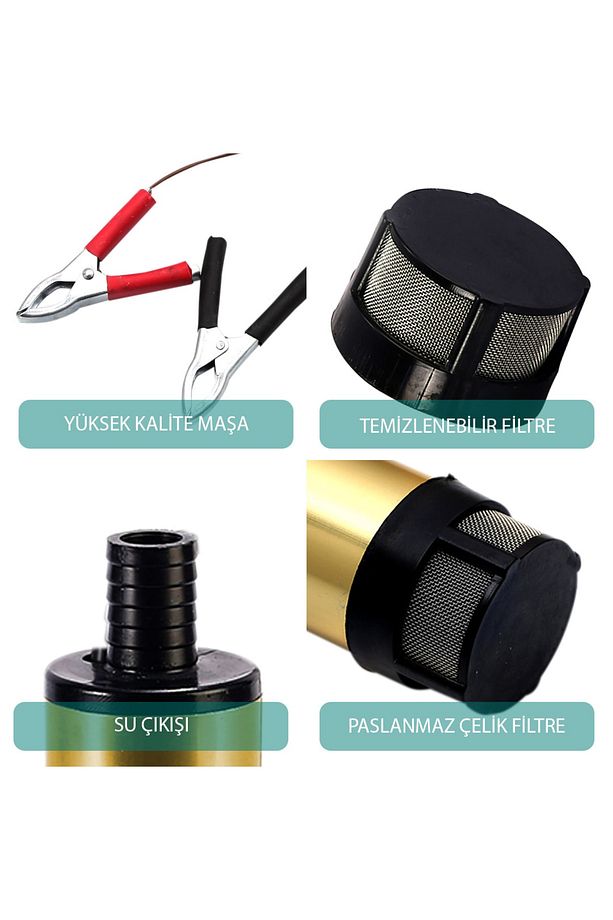 Kızılırmak 12 Volt Alüminyum Dalgıç Tipi Sıvı Aktarma Pompası (filtre + Adaptör) - 3