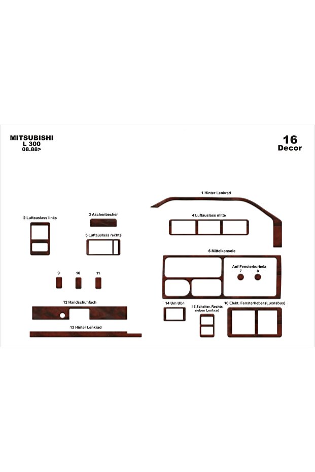 Meriç ® Mitsubishi L300 Front Glove Box Coating Aluminum 16 Pieces 1988-›
