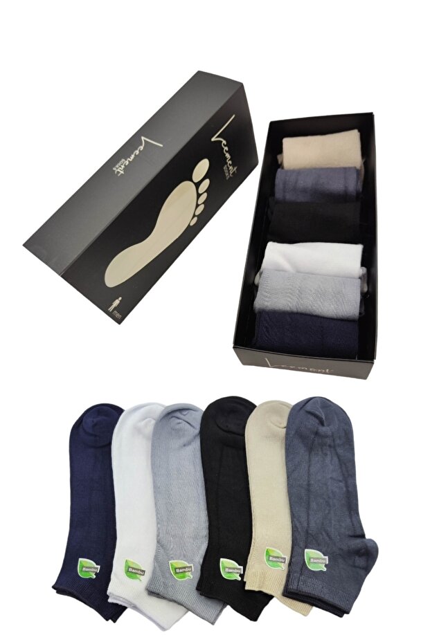 Men's Bamboo 6 Pairs Flat Toe Seamless Short Booties Socks Comfortable Elastic