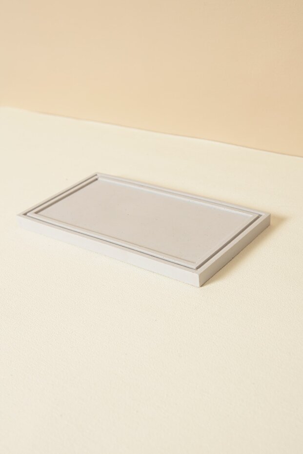 قاعدة أكواب خرسانية مستطيلة باللون الرمادي / حامل عرض - 6