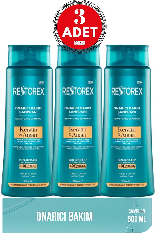 Keratin & Argan Şampuan 500 Ml 3 Adet - 1