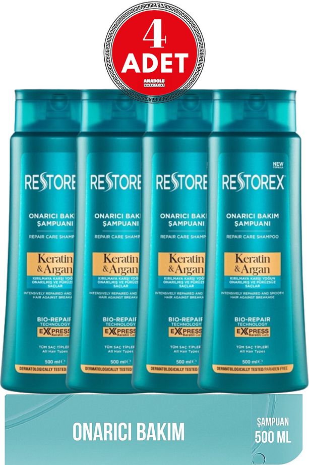 Keratin & Argan Şampuan 500 Ml 4 Adet - 1