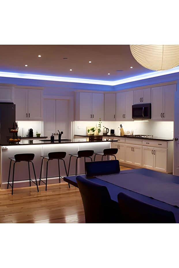 Hortum Şerit Led 220 Volt Su Geçirmez Fiş Dahil Metrede 68 Led 5730 Mavi 20 Metre - 2