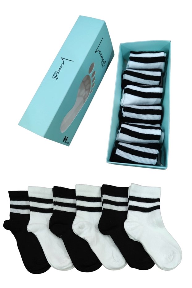 Children's 6 Pairs College Half Socks Premium Series Toe Seamless Cotton