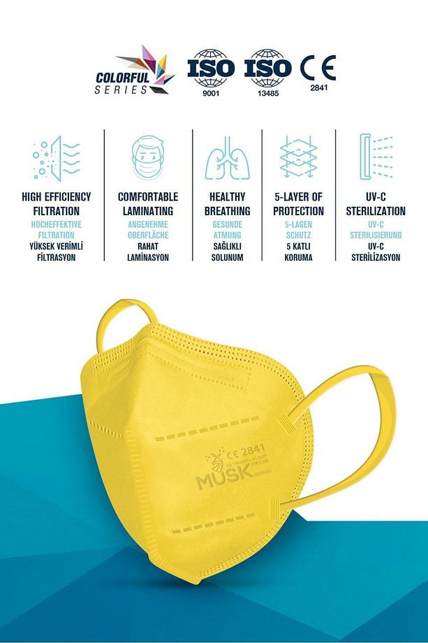 FFP2 Maske Sarı Renk 10 Adet - 4