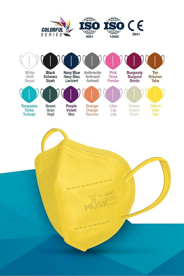 FFP2 Maske Sarı Renk 10 Adet - 5