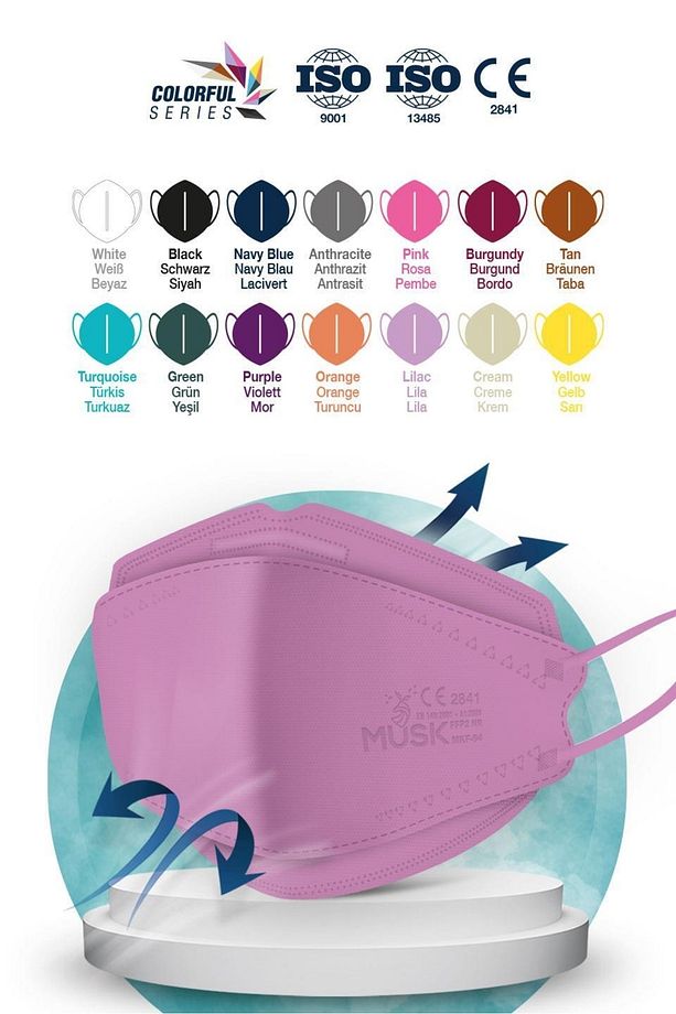KF94 Kore Tipi FFP2 Maske Lila Renk 10 Adet - 5