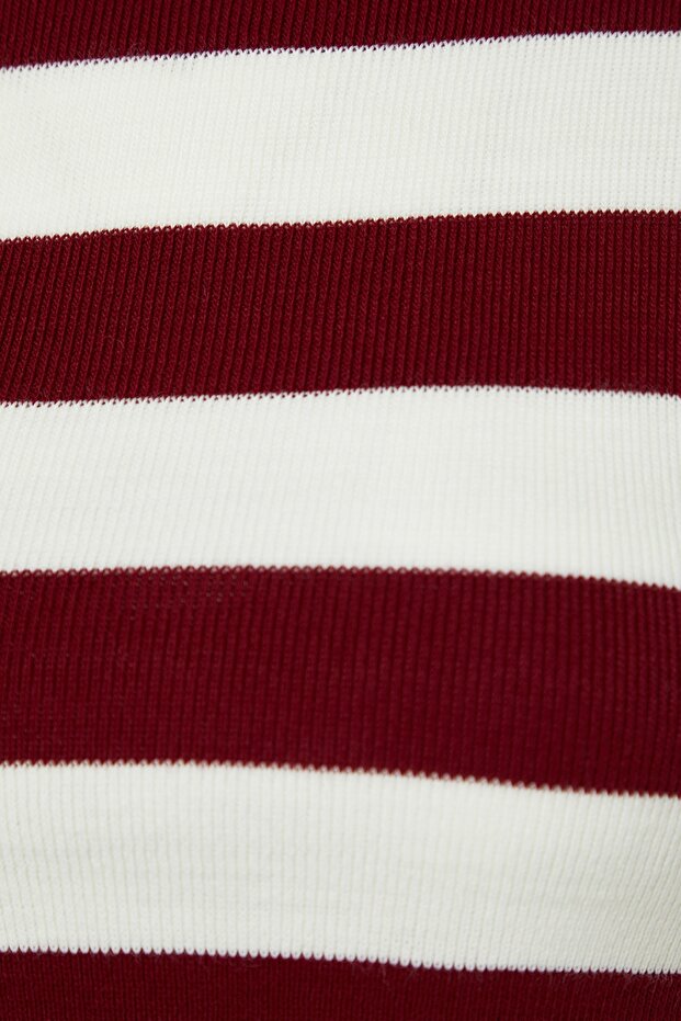 Bordo Crop Basic Çizgili Triko Kazak TWOAW23KZ00034 - 8