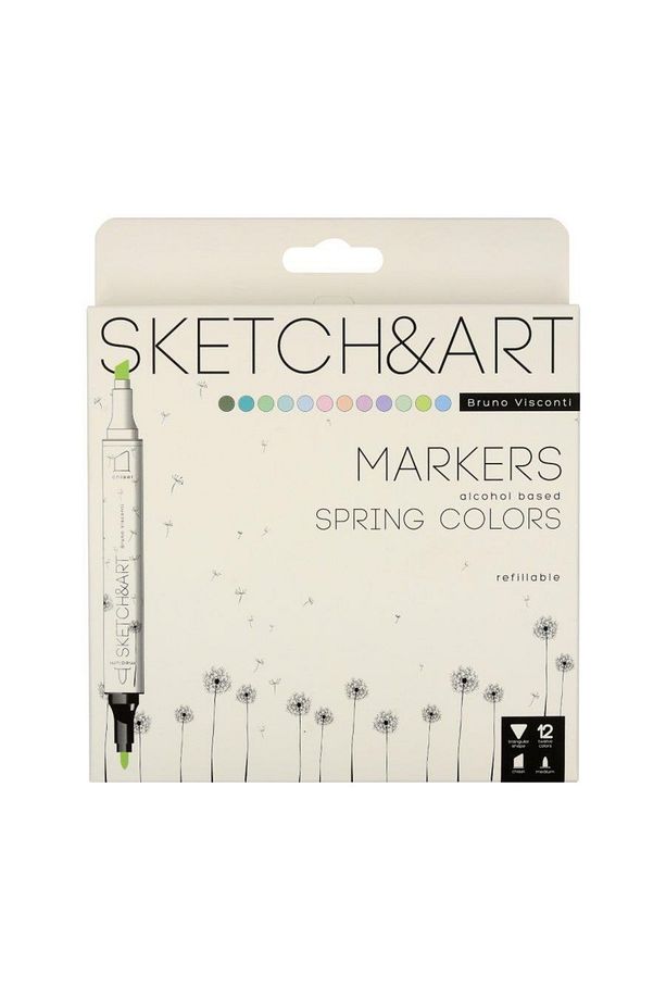 Sketch & Art Çift Taraflı Marker Kalem 12 Renk-bahar - 1