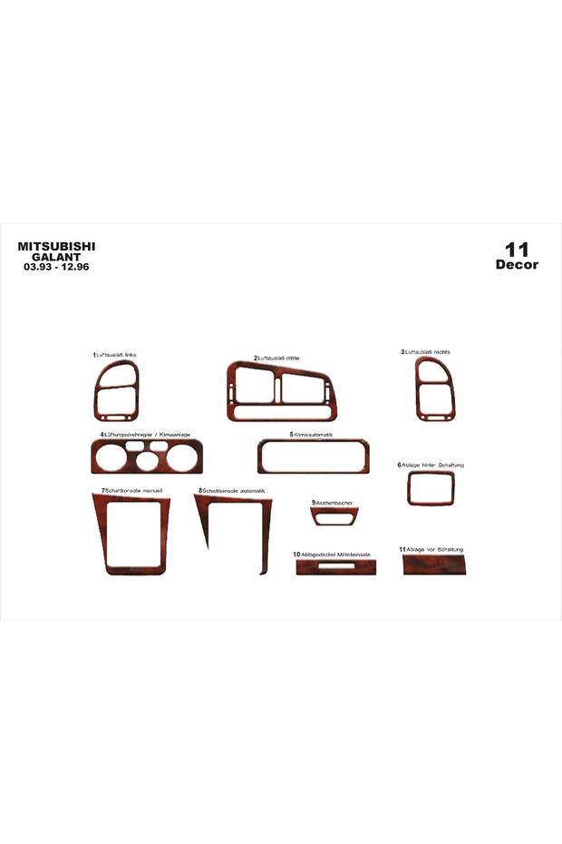 Meric® Mitsubishi Galant Front Torpedo Covering Gloss Black 11 Parts 1993-1996