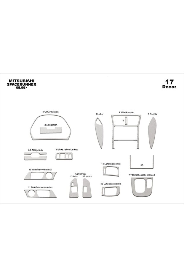 Meriç ® Mitsubishi Spacerunner Front Torpedo Plated Aluminum 17 P. 1999-2004
