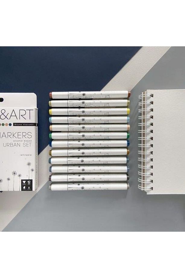 Sketch & Art Çift Taraflı Marker Kalem 12 Renk-mimari - 7