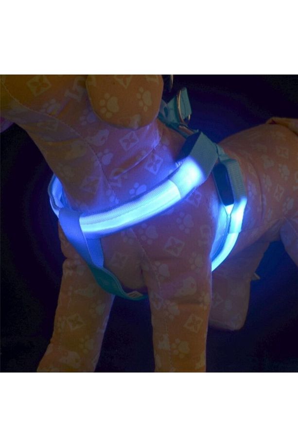 Led Işıklı Kedi Köpek Göğüs Tasması Küçük Irk Harness Air Mash Evcil Hayvan Ayarlanabilir Tasma - 3