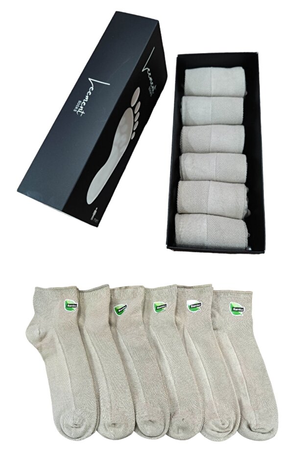 Men's Bamboo Seamless 6 Pairs Short Booties Socks Top Lacoste Knit Quality