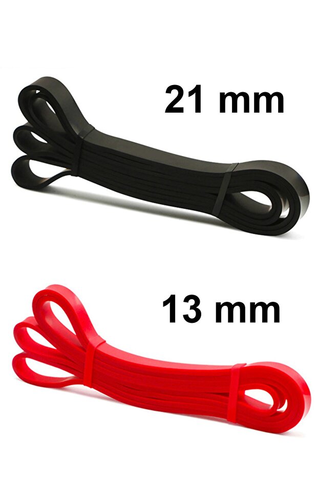 2 Li Resistance Powerband Power Band Set Resistance Band Squat Aerobics 13 Mm + 21 Mm Red-black