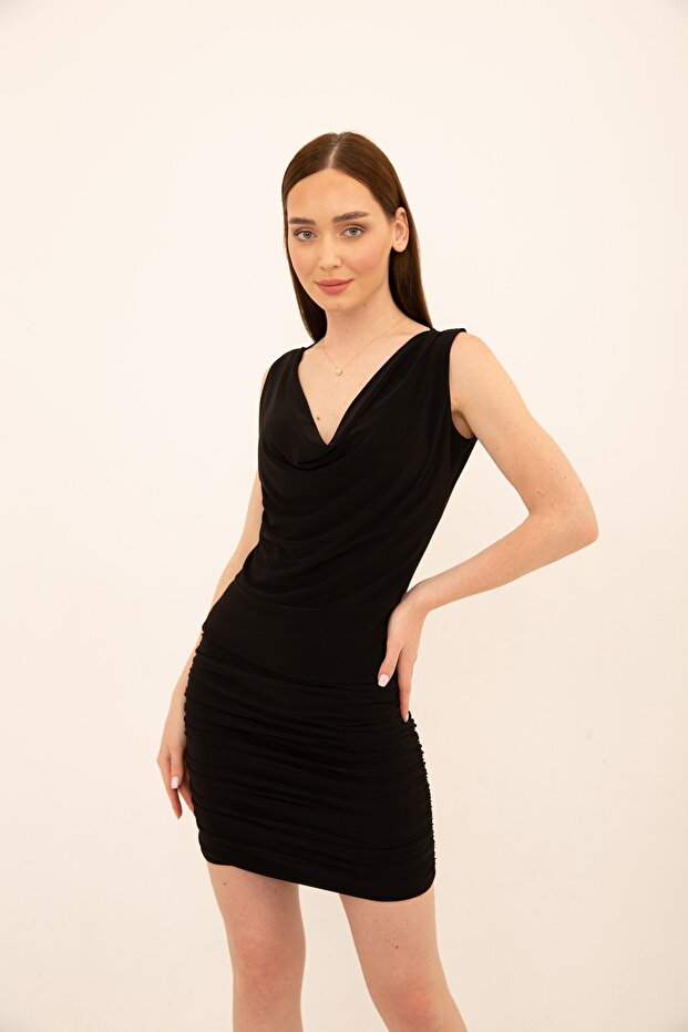 Siyah Degaje Yaka Bluz - 4