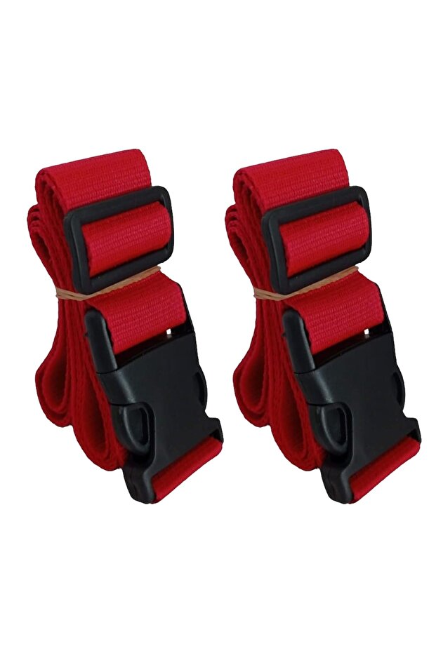 Red Color Suitcase Bag Safety Belt 2 Pieces Width 4cm