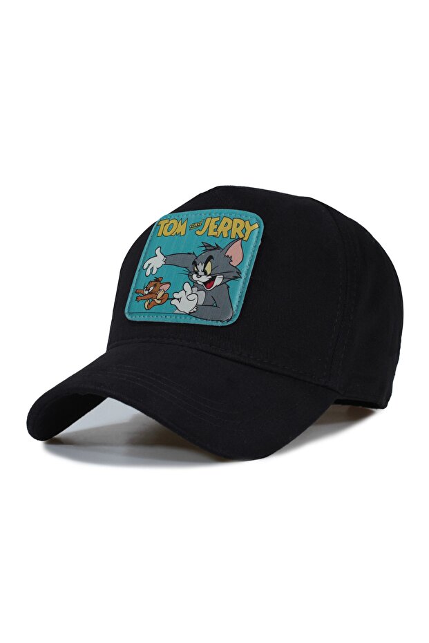 قبعة توم جيري النموذجية - رقعة جلدية قابلة للاستبدال - قطن - للجنسين - أسود - 1