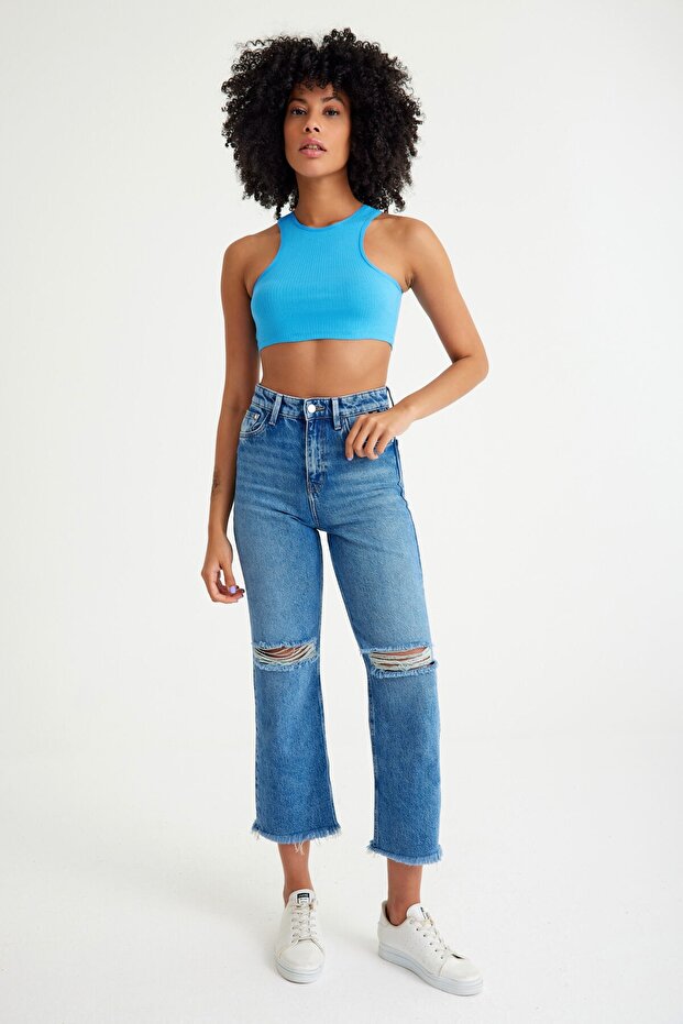 Ribbed Camisole Halter Neck Crop Body