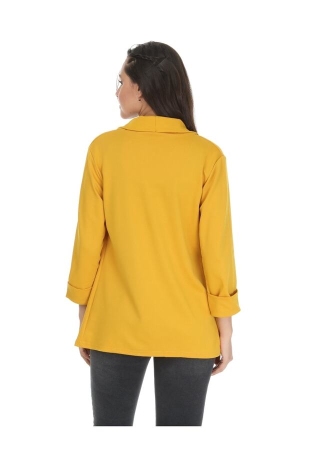 Kadın Hardal Krep Ceket - 4