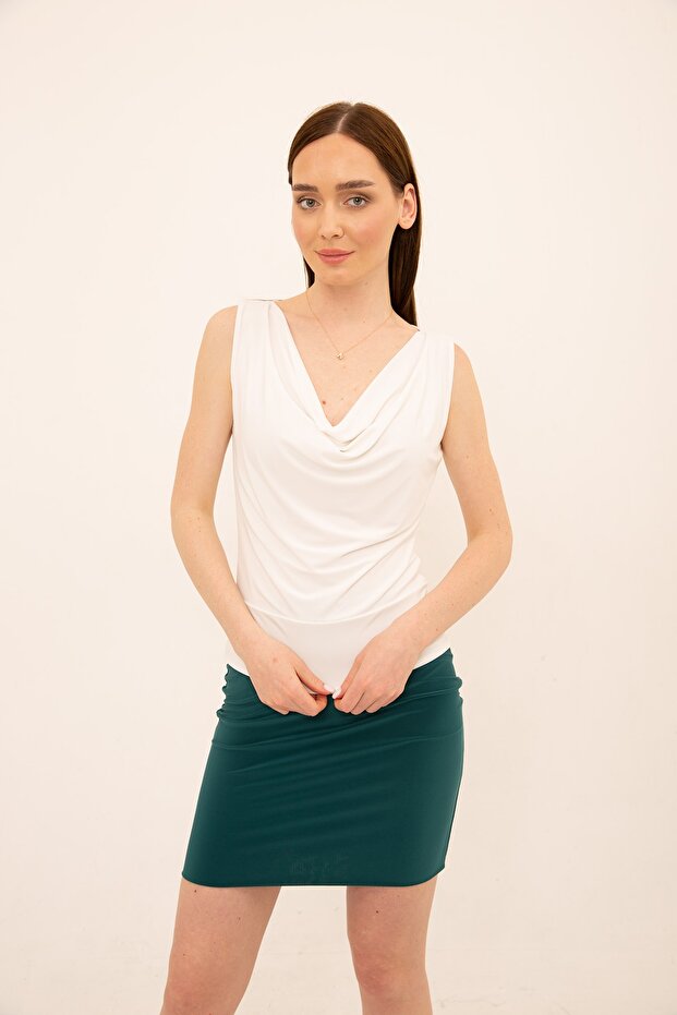 Ecru Degaje Yaka Bluz - 6