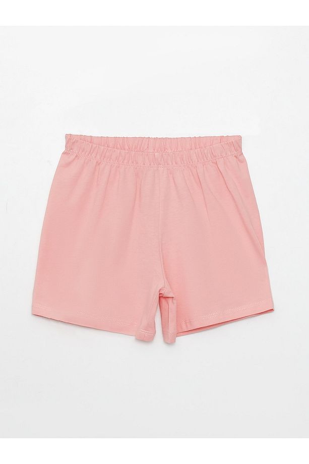 Bisiklet Yaka Baskılı Kısa Kollu Kız Çocuk Şortlu Pijama Takımı - 3