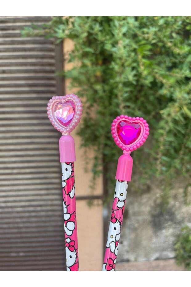 Diamond Kalp Başlıklı Hello Kitty 2'li Kurşun Kalem Lisanslı - 1