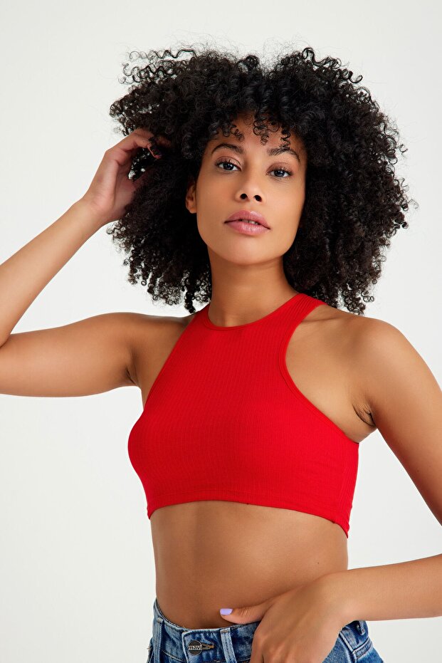 Ribbed Camisole Halter Neck Crop Body