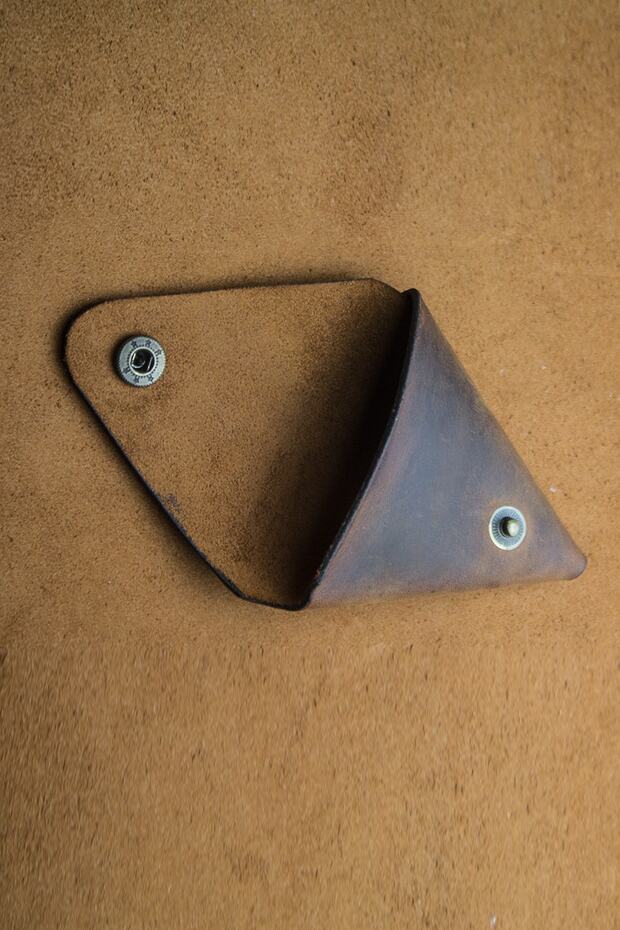 El Yapımı Hakiki Deri Bozuk Para Cüzdanı - Triangle - 3