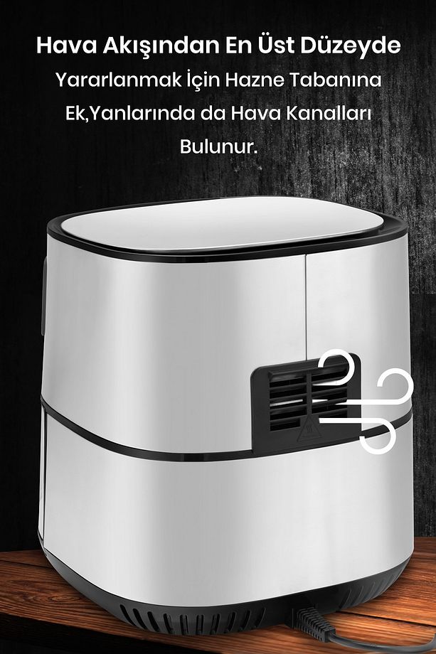 Chefcook 2000 Watt Yüksek Güç 6,4 Litre Inox Geniş Xxl Dokunmatik Airfryer Yağsız Sıcak Hava Fritözü - 6