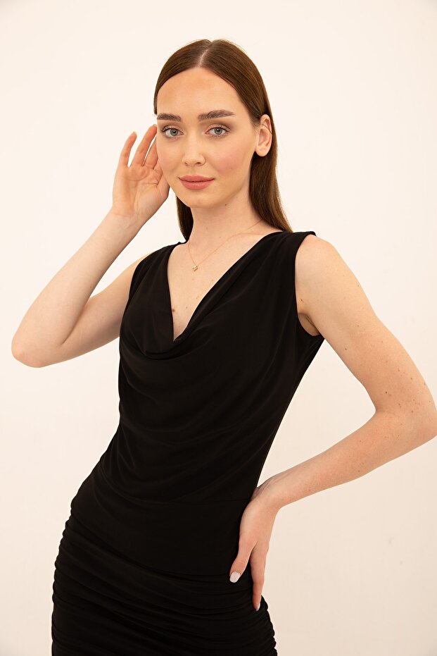 Siyah Degaje Yaka Bluz - 2