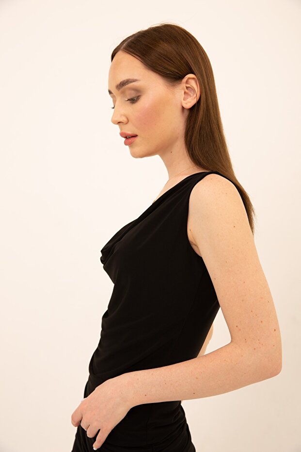 Siyah Degaje Yaka Bluz - 6