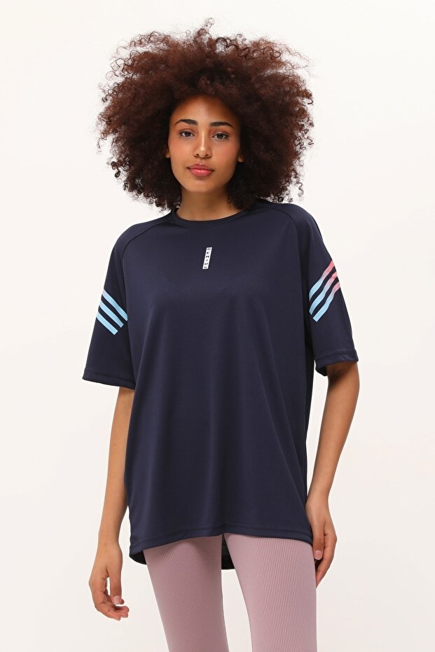 GENIUS STORE Kadın Spor Baskılı Fitness, Antrenman Fit Spor T-Shirt
