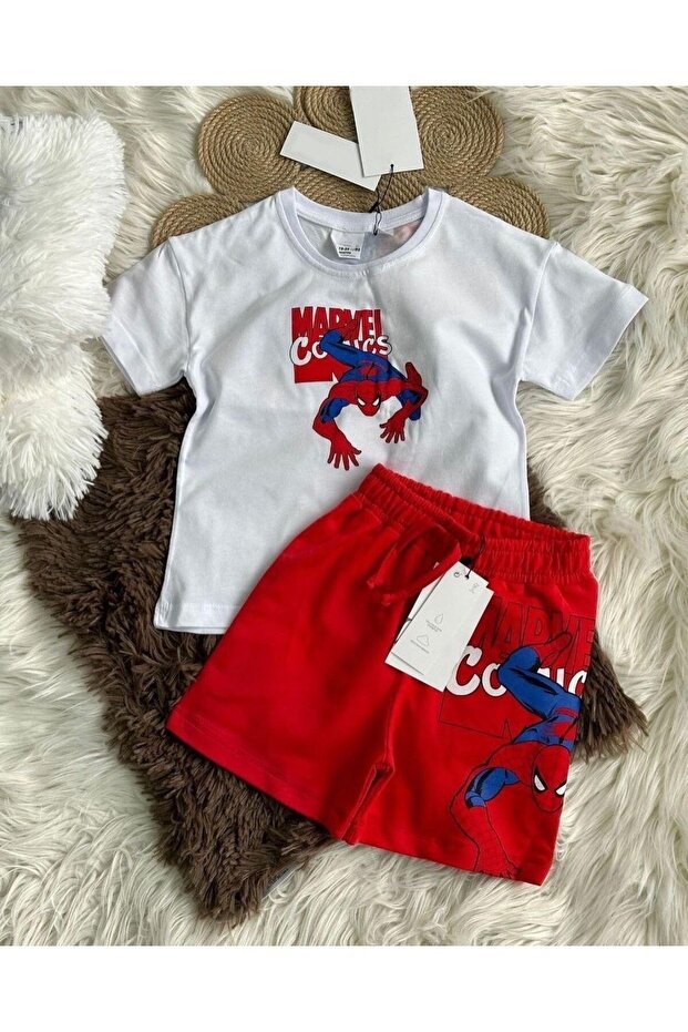 M-c Spider-man Power Printed Oversize T-shirt Shorts Kids Set