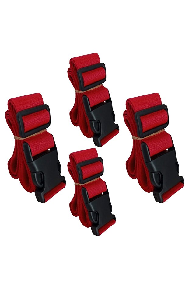 Red Color Suitcase Bag Safety Belt 4 Pieces Width 4cm