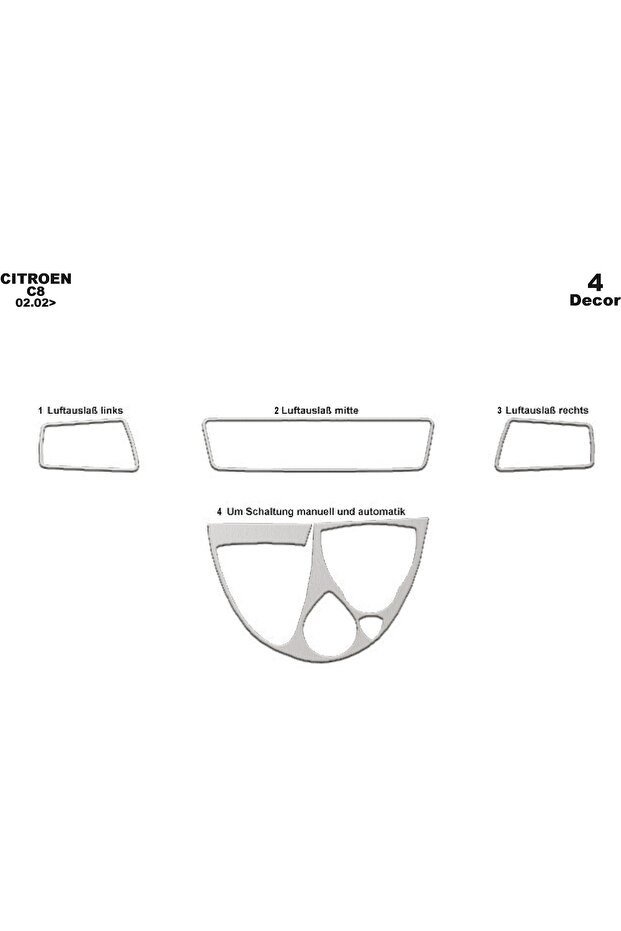 Meriç ® Peugeot 807 Front Glove Box Trim Aluminum 4 Pieces 2002-2009
