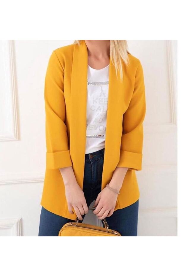 Kadın Hardal Krep Ceket - 1