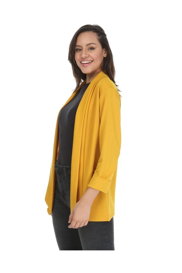 Kadın Hardal Krep Ceket - 3