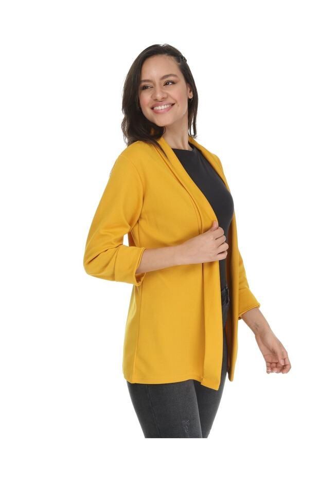 Kadın Hardal Krep Ceket - 6