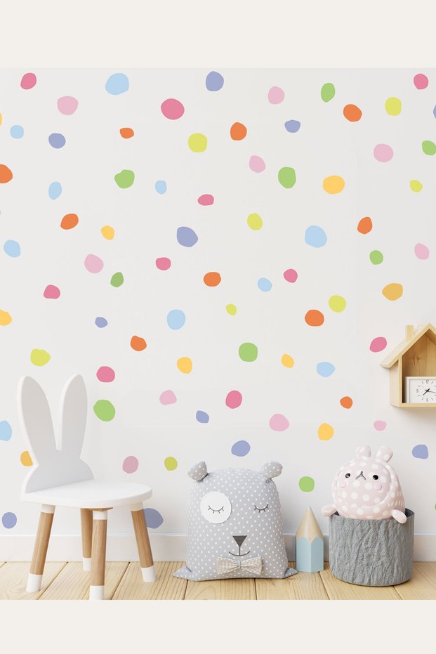 Colorful Scattered Polka Dots Decorative Wall Sticker Set - Sim659