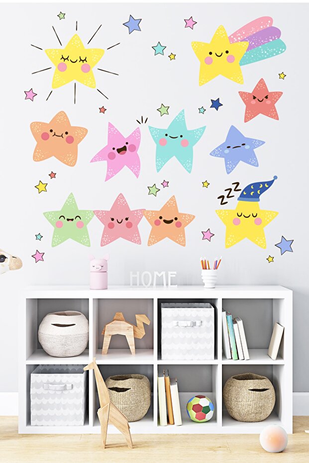 Joyful Game of Colorful Stars Children's Room Wall Sticker Set
