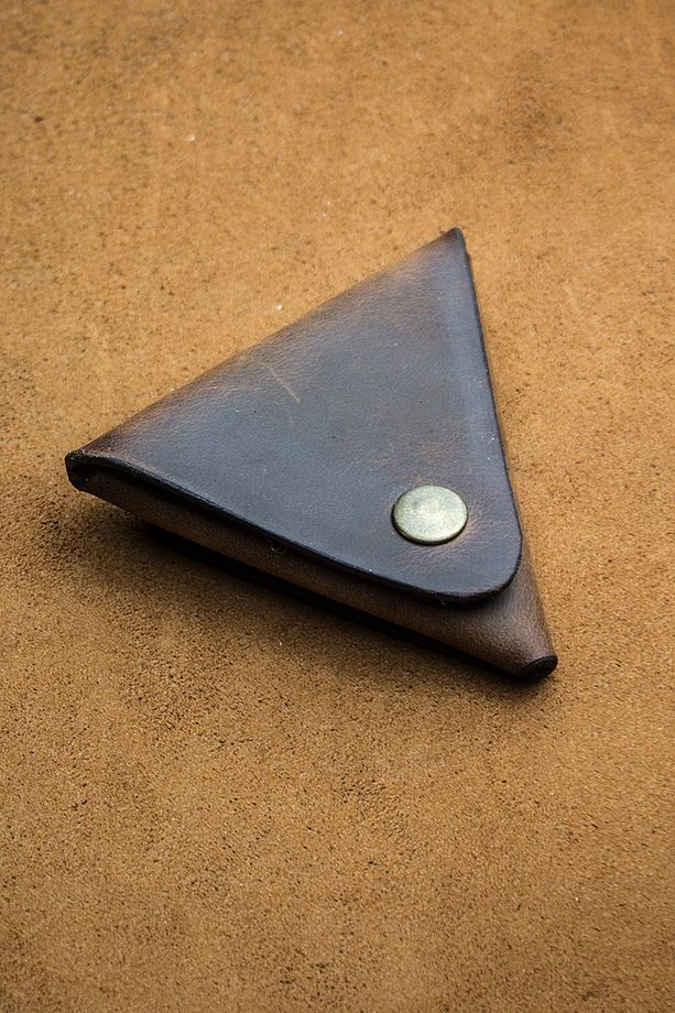 El Yapımı Hakiki Deri Bozuk Para Cüzdanı - Triangle - 1