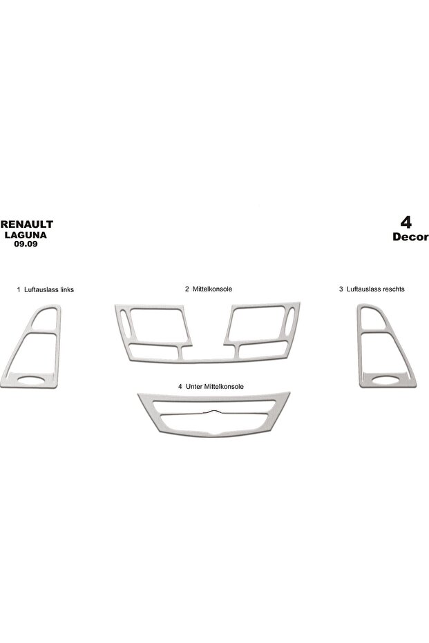 Meriç ® Renault Laguna Front Glove Box Trim Aluminum 4 Pieces 2009-2014