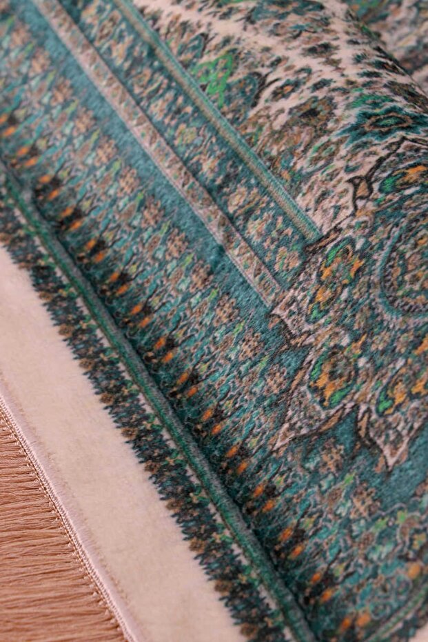 Petrol Yeşil Bambu Halı Seccade - 3