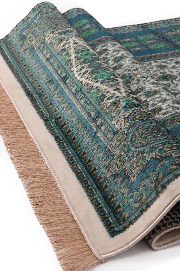 Petrol Yeşil Bambu Halı Seccade - 4