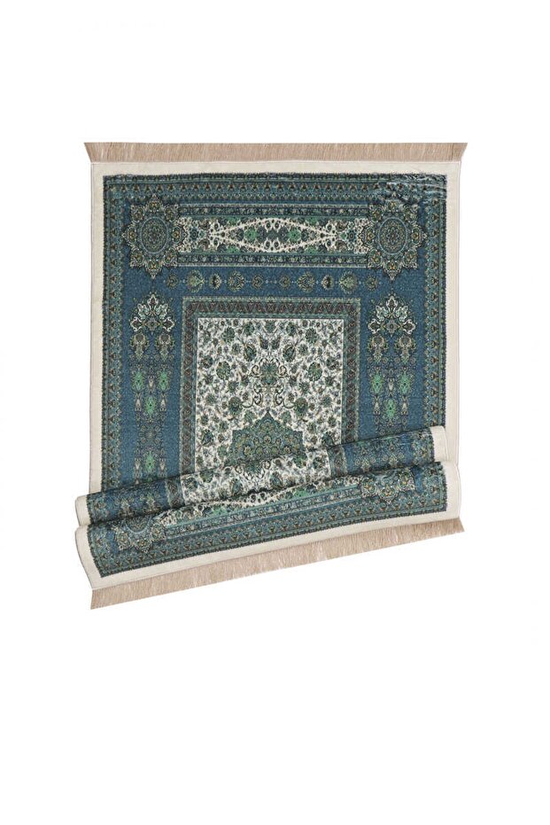 Petrol Yeşil Bambu Halı Seccade - 5