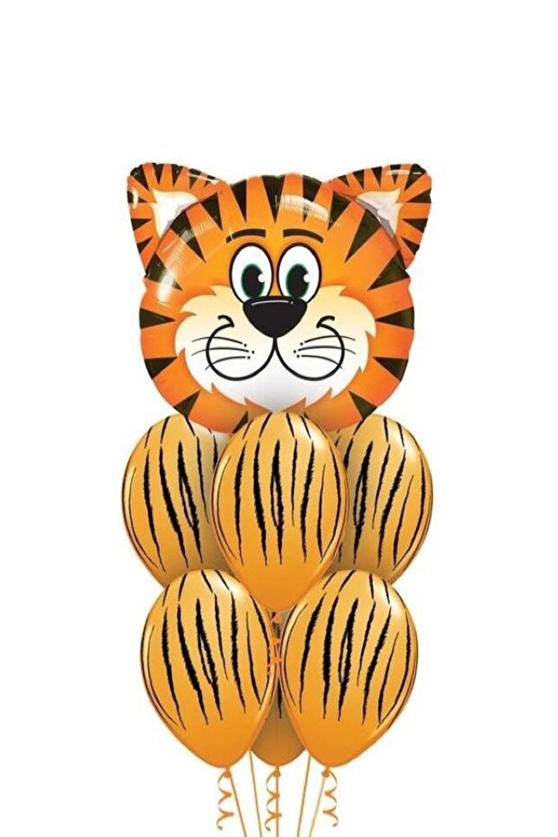 Tiger Foil Balloon 5 Pieces Striped Tiger Pattern Balloon Set