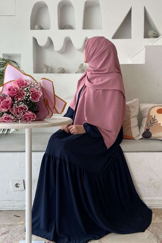 Ayrobin Krep Büyük Boy Pembe Şal - 3